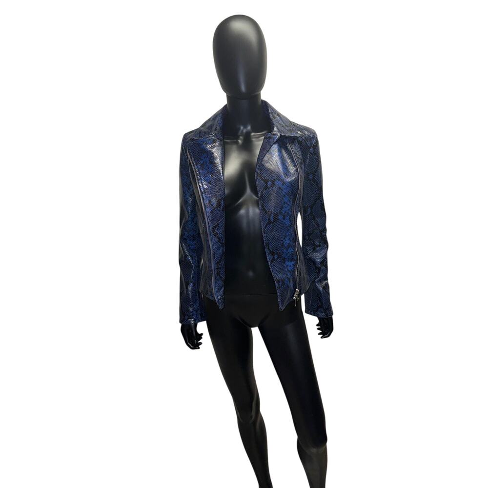 Amen Italy Snake-Print Shearling Biker Jacket – NWT – Size 2/XS - Picture 13 of 15